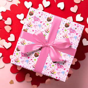 Papel De Regalo Corazones dulces celebrando en todas partes
