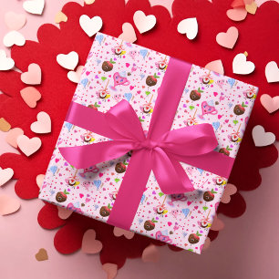 Papel De Regalo Corazones dulces celebrando en todas partes