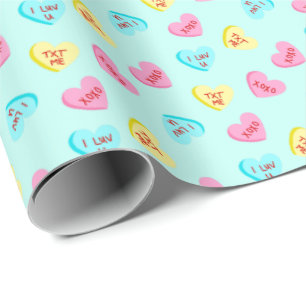 Papel De Regalo Corazones dulces de dulce con palabras El día de 