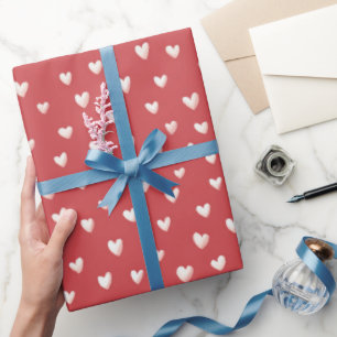 Papel De Regalo Corazones Dulces Rojos Blancos Día de San Valentín