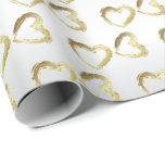 Papel De Regalo Corazones elegantes de la boda del blanco y del<br><div class="desc">Papel de regalo blanco elegante de las bodas con los corazones del oro. También grande para los aniversarios. Hecho con vector de alta resolución y/o los gráficos digitales para una impresión profesional. NOTA: (ESTO ES UNA IMPRESIÓN. Todos los diseños de producto del zazzle son las "impresiones" a menos que estén...</div>