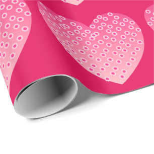 Papel De Regalo Corazones en tonos rosas suaves sobre un fondo ros