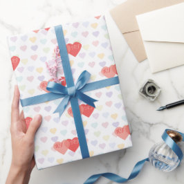Papel De Regalo Corazones entrelazados monograma personalizado