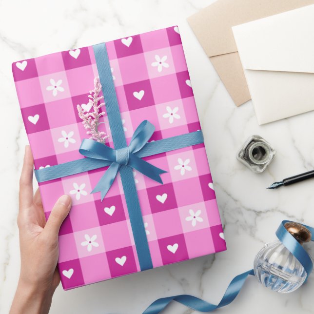 Papel De Regalo Corazones Florales Rosas (Regalar)