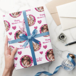 Papel De Regalo Corazones florales rosas y elegantes de 2 fotograf