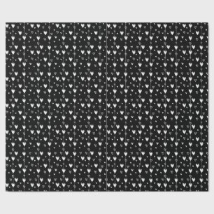 Papel De Regalo Corazones góticos blanco y negro