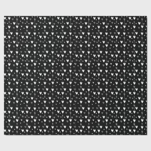 Papel De Regalo Corazones góticos blanco y negro (Costura)