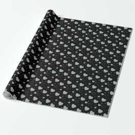 Papel De Regalo Corazones grises brillantes patrón romántico lindo