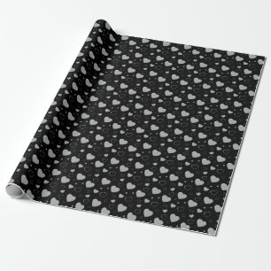 Papel De Regalo Corazones grises brillantes patrón romántico lindo
