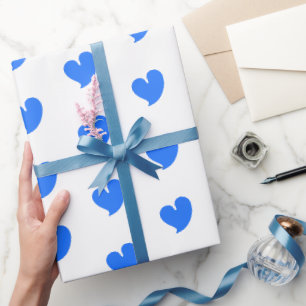 Papel De Regalo Corazones Hearty - Azul y Blanco -