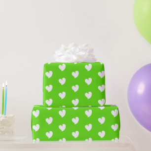 Papel De Regalo Corazones Hearty - Blanco y Verde -