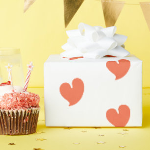 Papel De Regalo Corazones Hearty - Naranja y Blanco al Atardecer -