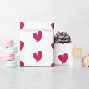 Papel De Regalo Corazones Hearty - Rosa y Blanco Intenso -