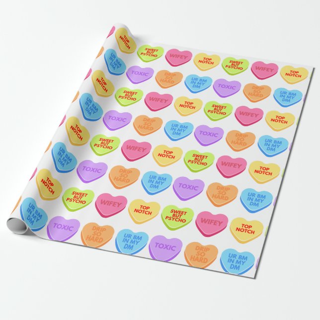 Papel De Regalo Corazones inapropiados para la conversación (Desenrollado)