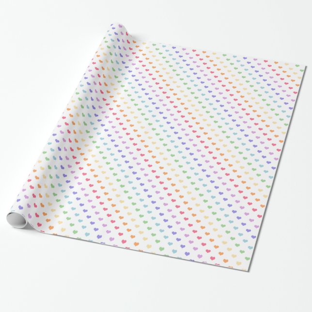 Papel De Regalo Corazones lindos del arco iris (Desenrollado)