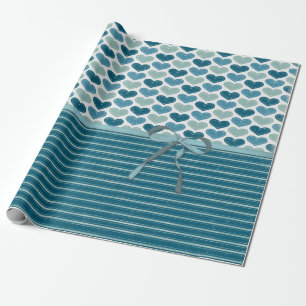 Papel De Regalo Corazones Lindos Rayas y Lazo 