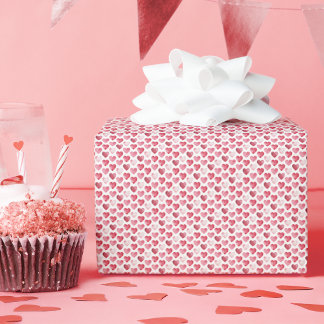 Papel De Regalo Corazones Mini Acuarela Rojo y Rosa