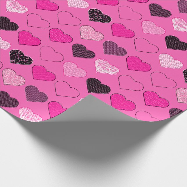 Papel De Regalo Corazones modernos rosados de mediados de siglo (Esquina)
