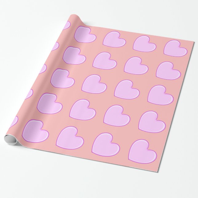 Papel De Regalo Corazones Morados (Desenrollado)