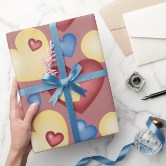 Papel De Regalo Corazones multicolores. Patrón sin foco.