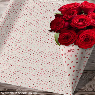 Papel De Regalo Corazones - Ombre rojo y rosa en cemento beige