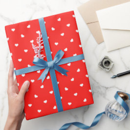 Papel De Regalo Corazones pequeños en rojo brillante
