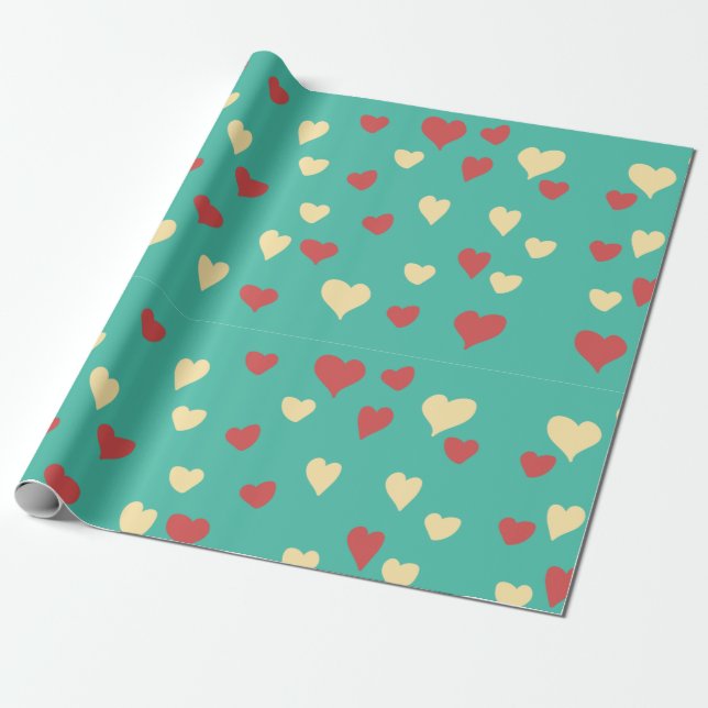 Papel De Regalo Corazones pintados a mano, Valentine (Desenrollado)