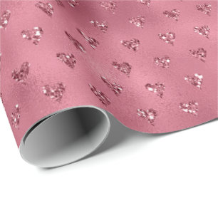 Papel De Regalo Corazones Purpurinas rojos glitzy
