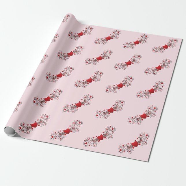 Papel De Regalo Corazones roánticos (Desenrollado)