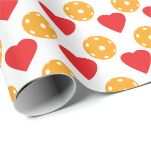 Papel De Regalo Corazones rojas y albóndigas naranjas