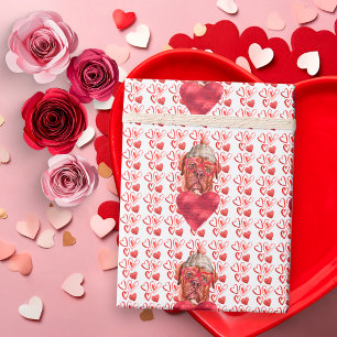 Papel De Regalo Corazones Rojos Amante del Mastín Francés Día de S