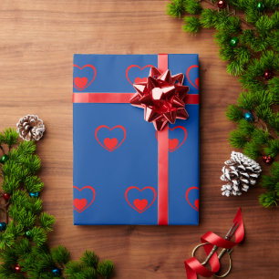 Papel De Regalo Corazones rojos azules románticos