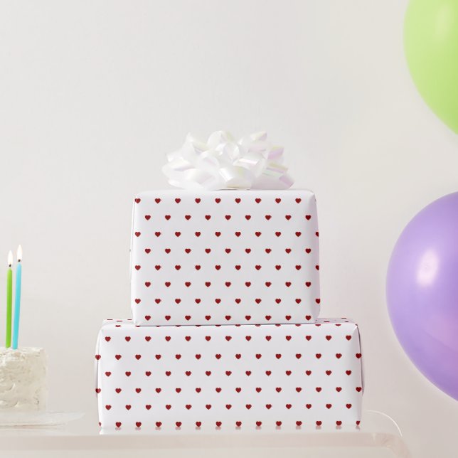 Papel De Regalo Corazones rojos blancos Rojo (Regalos de fiesta)