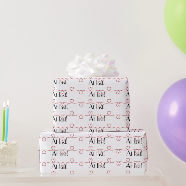 Papel De Regalo Corazones rojos bodas sobre blanco (Regalos de fiesta)