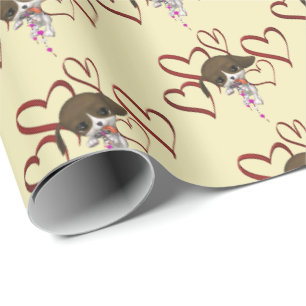 Papel De Regalo Corazones rojos de cachorro lindo