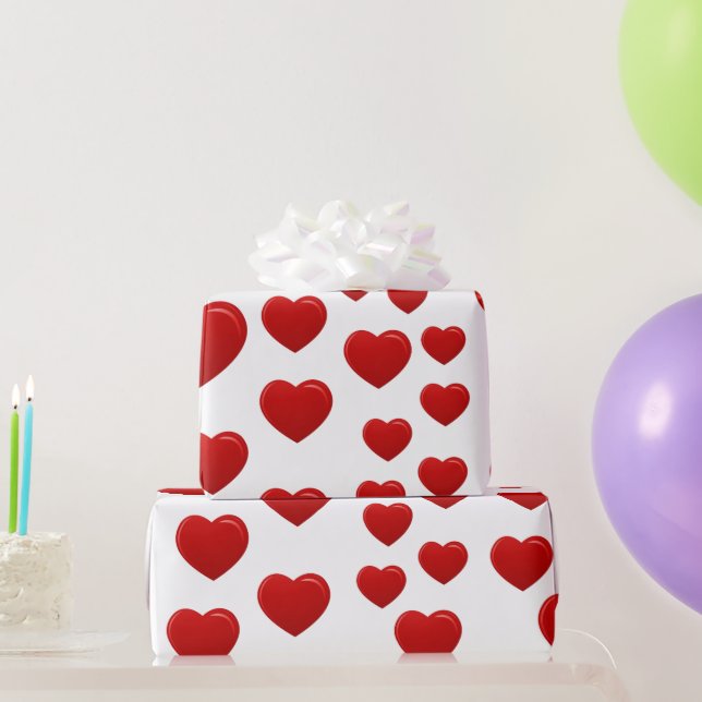 Papel de regalo Corazones rojos de San Valentín –  (Regalos de fiesta)
