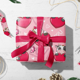 Papel De Regalo Corazones rojos de San Valentín de vaca | Ajuste d