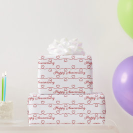Papel De Regalo Corazones rojos en aniversario de boda