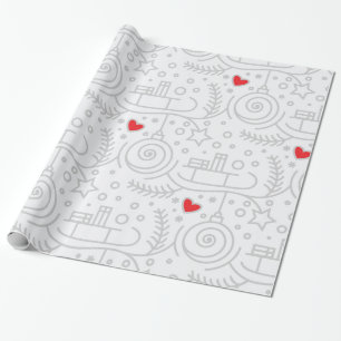 Papel De Regalo Corazones Rojos Lindos Navideños Caprichosos