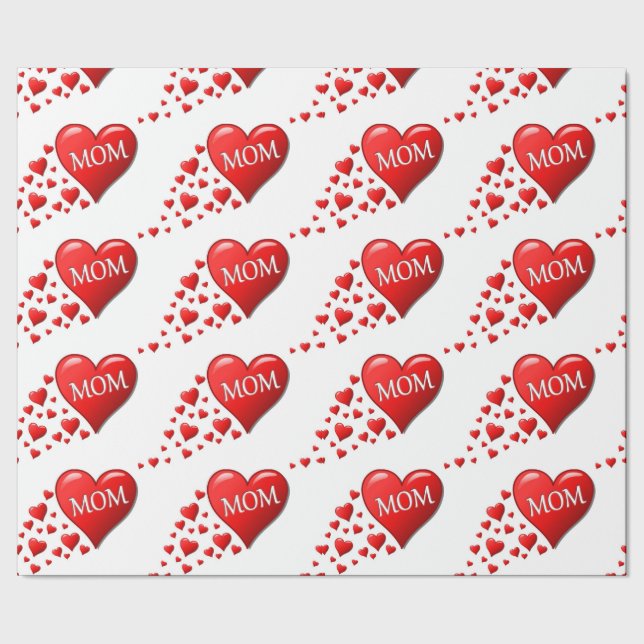 PAPEL DE REGALO CORAZONES ROJOS PARA MAMÁ (Costura)