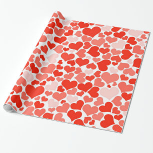 Papel De Regalo Corazones rojos románticos amor adorable cumpleaño