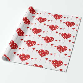 Papel De Regalo Corazones rojos románticos y dulces
