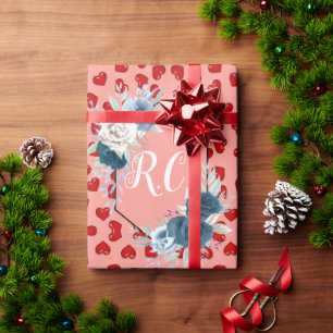 Papel De Regalo corazones rojos únicos en rosado y Personalizado d