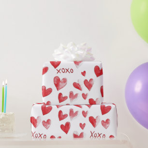 Papel De Regalo Corazones rojos XOXO Día de San Valentín