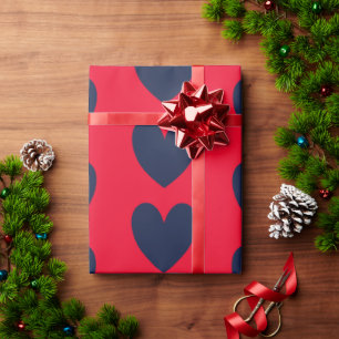 Papel De Regalo corazones rojos y azules chic del día de San Valen