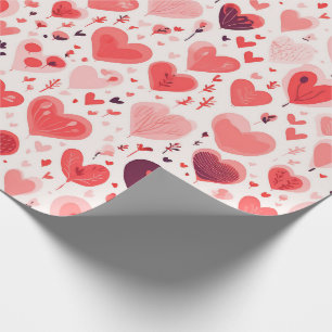 Papel De Regalo Corazones rojos y rosados el día de San Valentín