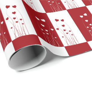 Papel De Regalo Corazones románticos rojos de amor blanco moderno