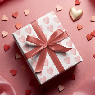 Papel de regalo Corazones rosados acuarela 