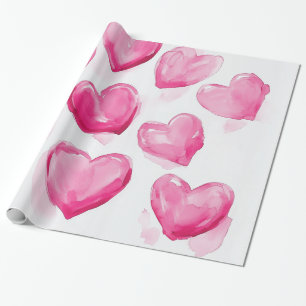 Papel De Regalo Corazones rosados acuarela arte digital