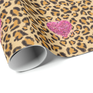 Papel De Regalo Corazones rosados brillantes salvajes e huella de